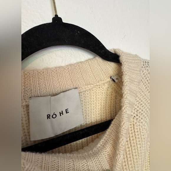 ROHE Chunky Knit Crew Neck Sweater Luxury Off White Alpaca Wool Large EU 40 EUC - Picture 6 of 8